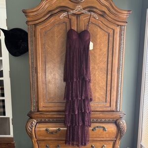 Altar'd State Deep Purple Lace Maxi Dress sz xs nwt